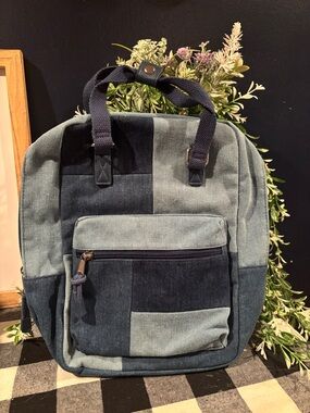 Wild Fable Patchwork Blue Canvas Backpack